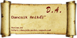 Dancsik Anikó névjegykártya